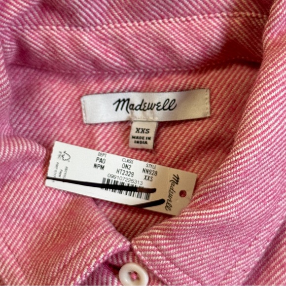 Madewell Women's Flannel Cargo Button-Up Shirt in Nouveau Pink Melange, Size XXS - Picture 6 of 10